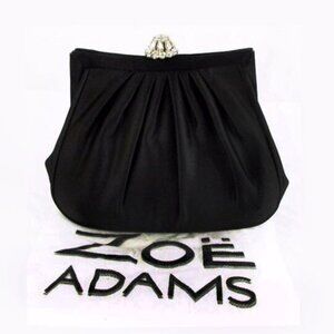 Zoe Adams Black Night Style Satin Clutch/Crossbody Bag